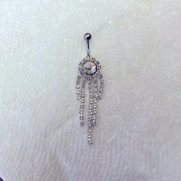 Chandelier rhinestone belly ring - Picture 1 of 2